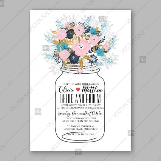 زفاف - Pink rose, peony wedding invitation card