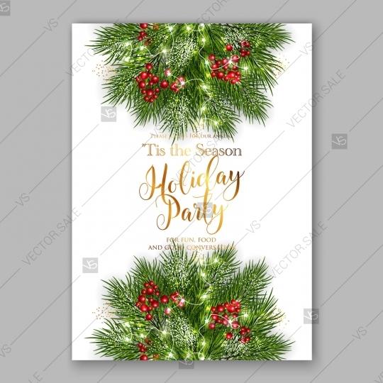 زفاف - Merry Christmas Invitation with fir branch