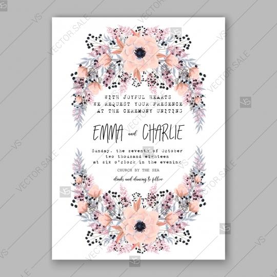 Wedding - Gentle anemone wedding invitation card printable template