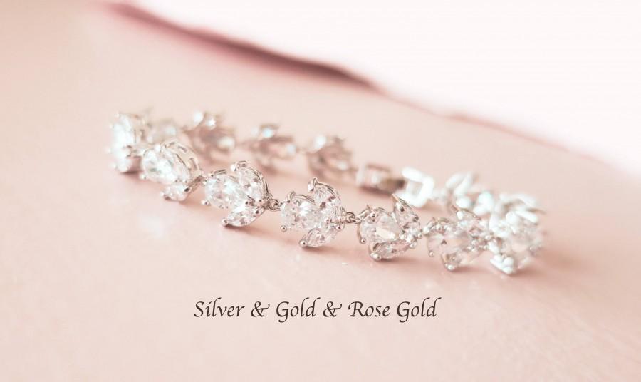 زفاف - Crystal Wedding Bracelet Bridal Crystal Bracelet Grade AAA Art Deco Wedding Jewelry Cubic Zirconia Old Hollywood Gatsby Statement ROXY Cuff - $57.00 USD