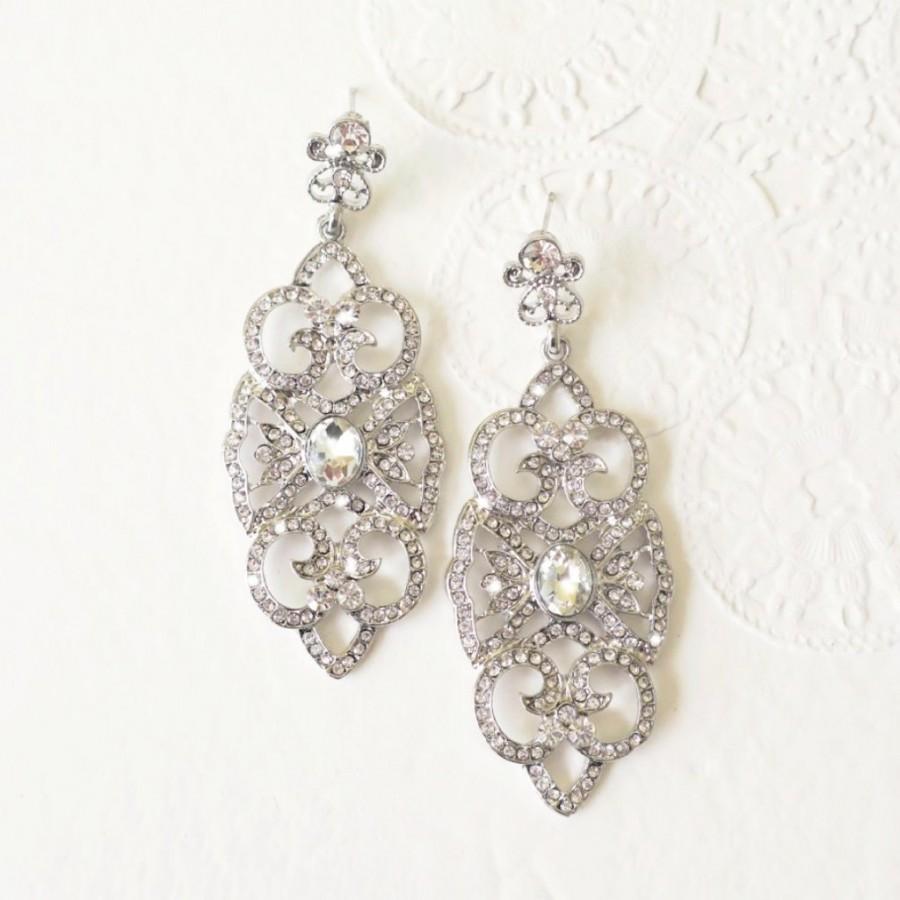 Свадьба - KATHRYN Art Deco Bridal Crystal Earrings