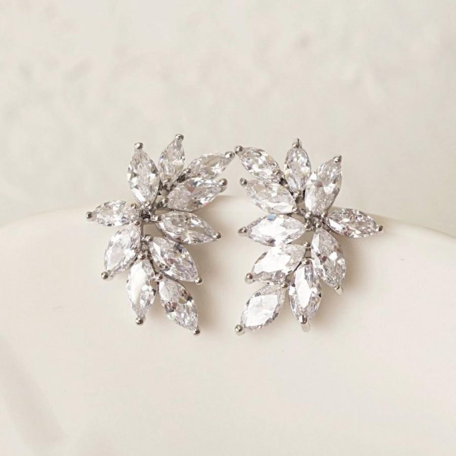 Hochzeit - MABEL cz Diamond Bridal Earrings