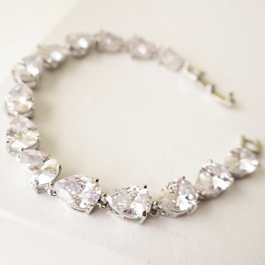 Hochzeit - MISTY CZ Bridal Bracelet Art Deco