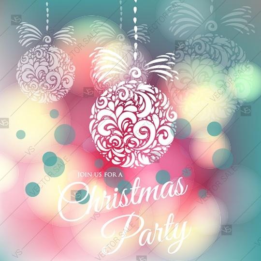 Свадьба - Christmas party invitation blurry background with christmas balls
