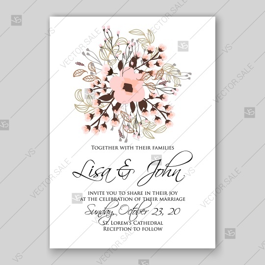 Wedding - Sakura japanese wedding invitation printable vector card template spring flowers