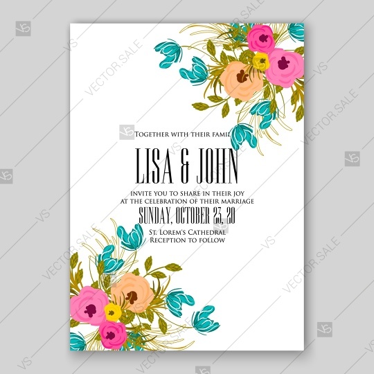 Wedding - Wedding invitation with pink rose background