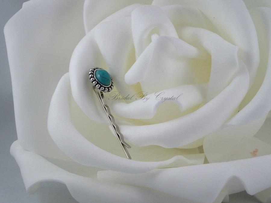 Hochzeit - Turquoise Hair Pin, Turquoise Beach Wedding Hair Accessory, Silver Hair Pin Accessory, Bridal Hair Accessory, Bridal Beach Wedding Hair Pin