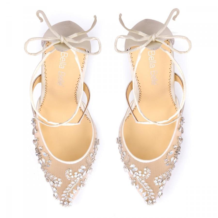 Hochzeit - Opal crystal embellished and beaded wedding shoes heels with ankle straps Bella Belle Florence