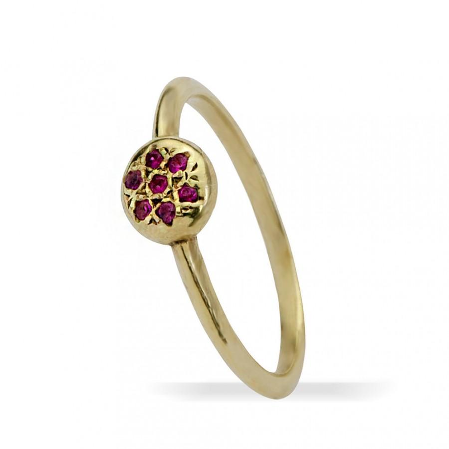 زفاف - Ruby Wedding Ring , Ruby Ring , Yellow Gold Ring , Dainty Ring , Thin Gold ring , Gemstone Ring ,Stackable , Ruby Engagement , Promise Ring