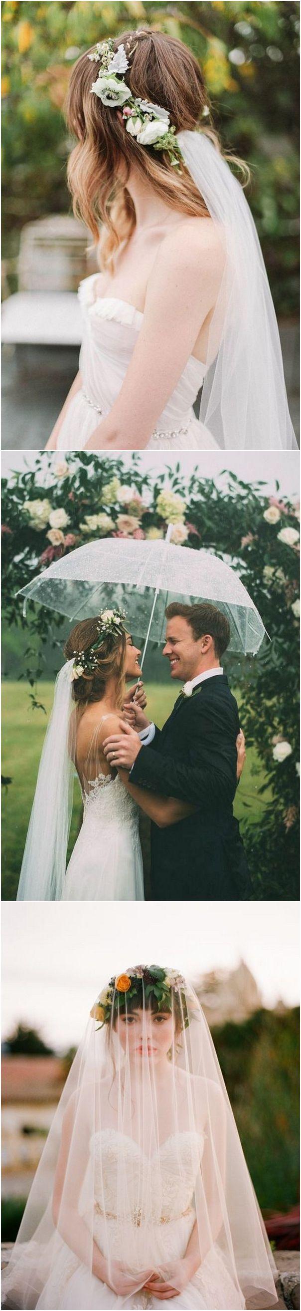 Hochzeit - Top 10 Wedding Hairstyles With Flower Crown Veil For 2018