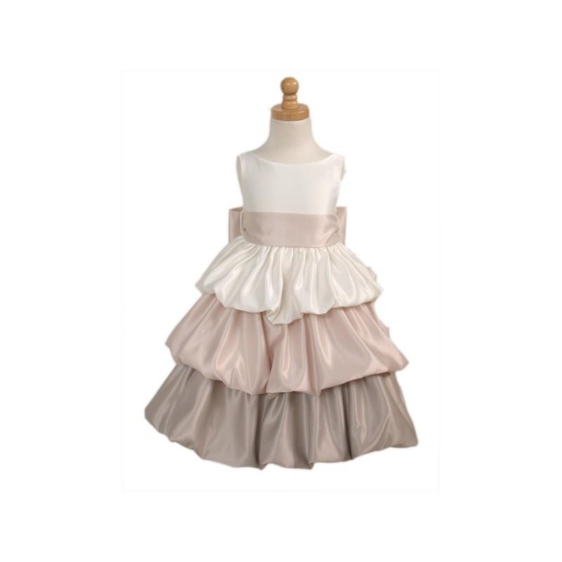Mariage - Ivory/Champagne Tri-Color Layered Satin Bubble Dress Style: D3100 - Charming Wedding Party Dresses