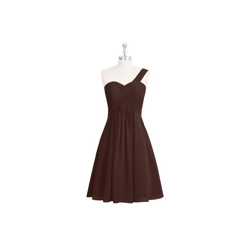 زفاف - Chocolate Azazie Sariah - Strap Detail Sweetheart Chiffon Knee Length Dress - Charming Bridesmaids Store