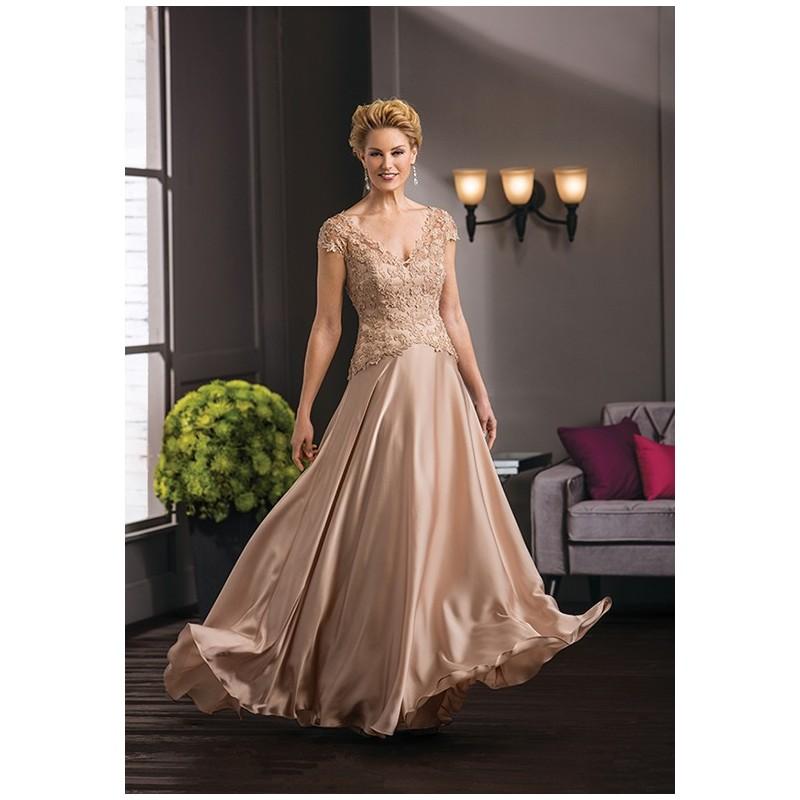 Hochzeit - Jade Couture K188051 - Sheath Gold V-Neck Chiffon - Formal Bridesmaid Dresses 2017
