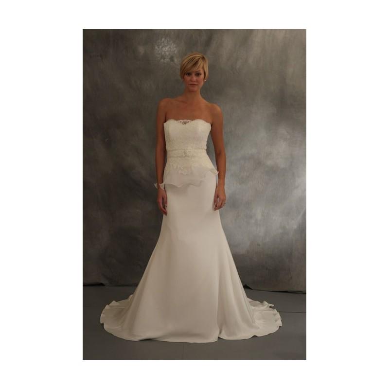 زفاف - Jenny Lee - Fall 2012 - Style 1221 Strapless Satin Crepe and Lace A-Line Wedding Dress with Peplum Waist - Stunning Cheap Wedding Dresses