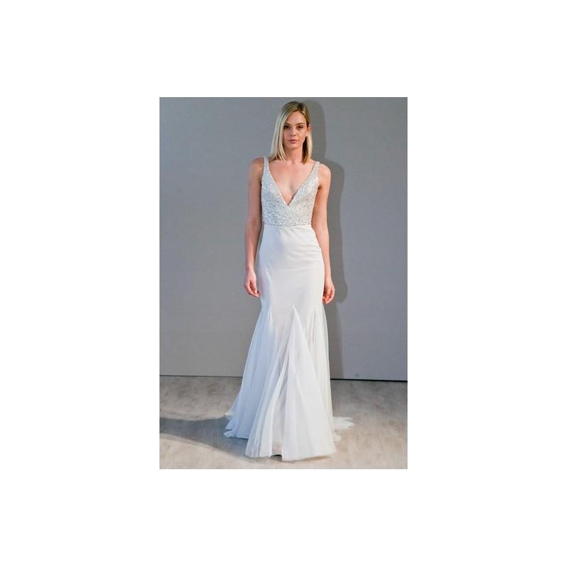 Mariage - Jim Hjelm S15 Dress 3 - Full Length White Jim Hjelm Fit and Flare V-Neck Spring 2015 - Rolierosie One Wedding Store