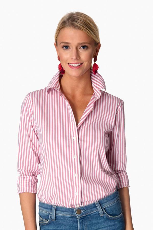 Mariage - The Shirt by Rochelle Behrens Nantucket Red Wide Stripe Essential Button Down