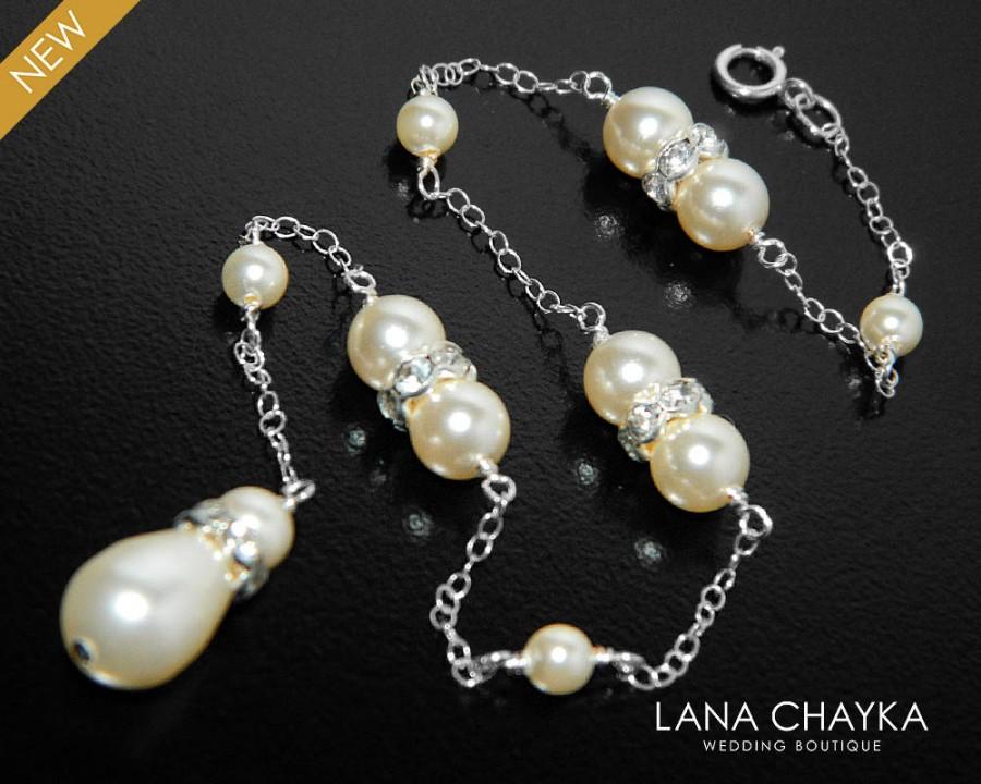Mariage - Ivory Pearl Backdrop Attachment Necklace, Swarovski Pearl Bridal Backdrop Dainty Necklace, Wedding Pearl Necklace, Bridal Backdrop Jewelry - $19.00 USD