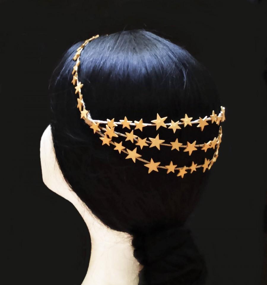 Mariage - Gold star bridal crown. Wedding headpiece. Gold wedding crown. Bride hairstyle. Bride crown. Bridal accessory. Vintage bride. Bridal wreath - $60.25 EUR