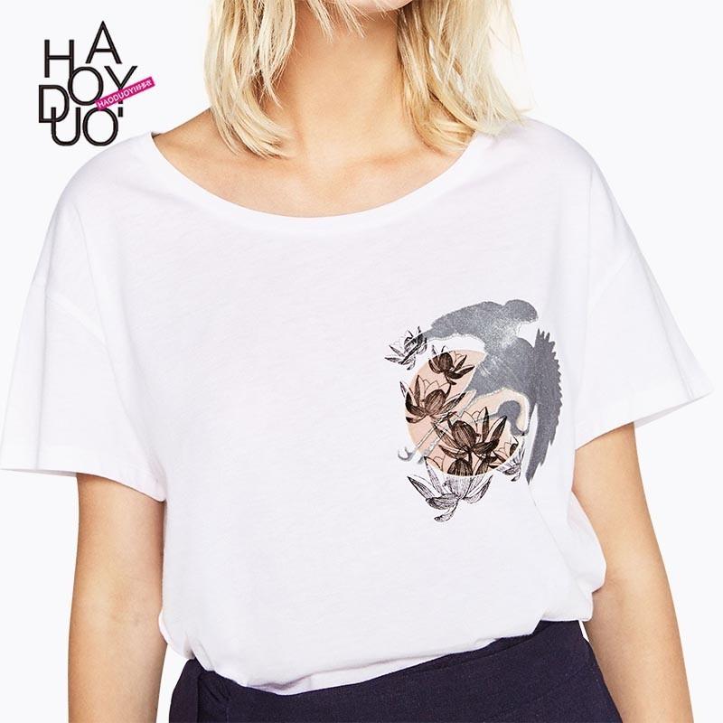 زفاف - Must-have Vogue Printed Ink Paint Summer Casual Short Sleeves T-shirt - Bonny YZOZO Boutique Store