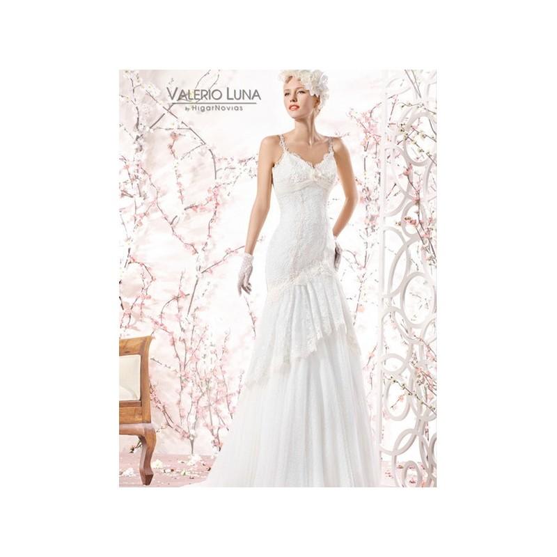 زفاف - Vestido de novia de Valerio Luna Modelo VL5739-2-(28) - 2015 Recta Tirantes Vestido - Tienda nupcial con estilo del cordón