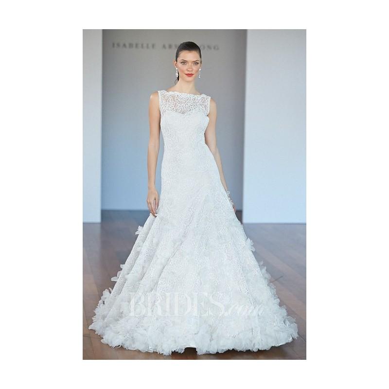 Wedding - Isabelle Armstrong - Fall 2014 - Sleeveless Lace and Organza A-Line Wedding Dress with an Illusion Bateau Neckline - Stunning Cheap Wedding Dresses