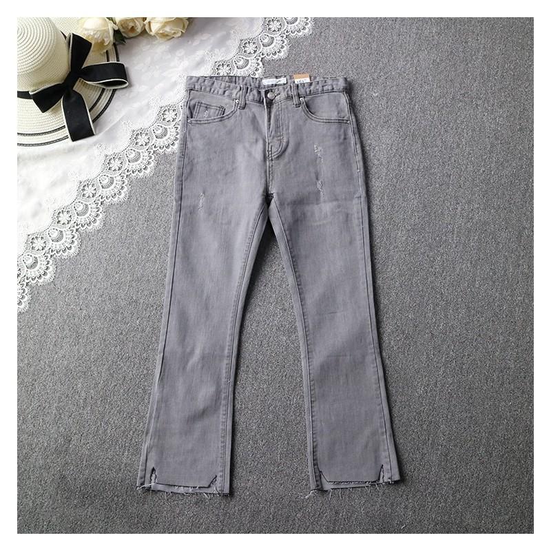 Wedding - Must-have Casual Curvy Column Buttons Zipper Up One Color Jeans Long Trouser - Discount Fashion in beenono