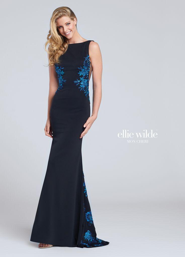 Wedding - Jersey Fit & Flare Prom Dress With Plunging Back - EW117140