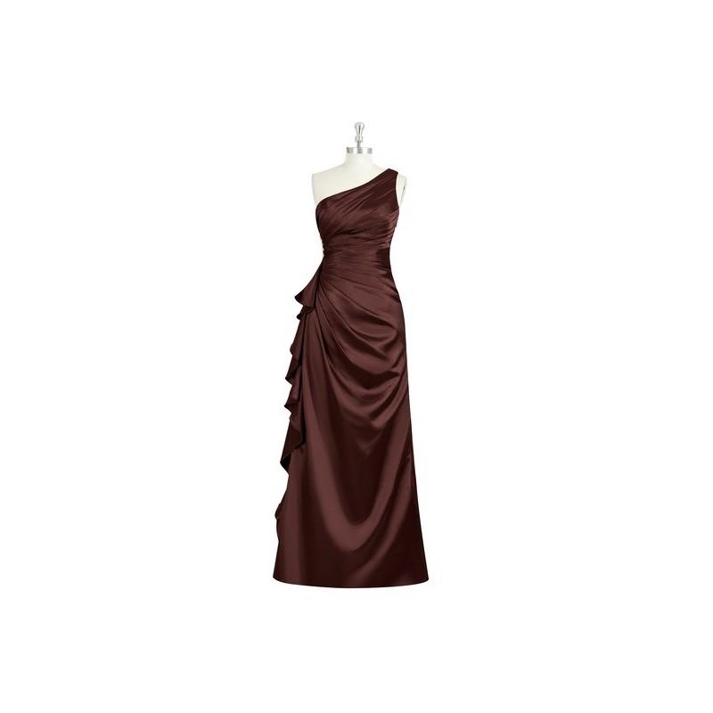 Hochzeit - Chocolate Azazie Kamila - Floor Length Side Zip Charmeuse One Shoulder Dress - Simple Bridesmaid Dresses & Easy Wedding Dresses
