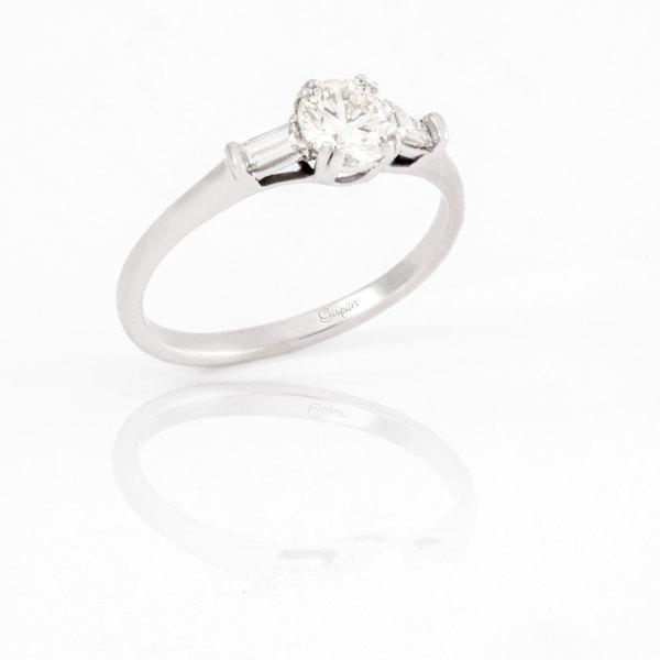 زفاف - Engagement Ring White gold and Diamond, Baguette Cut Diamond RIng,Vintage, art nouveau, Antique Ring, Promise Ring, Engagement band
