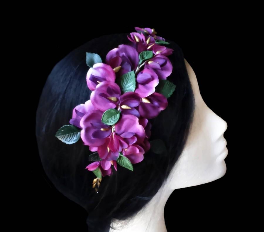 Hochzeit - Flower comb. Bridal comb. Wedding comb. Purple flower comb. Orchid comb. Flower headpiece. Orchid headpiece. Orchid comb. Bridal headpiece. - $46.90 EUR