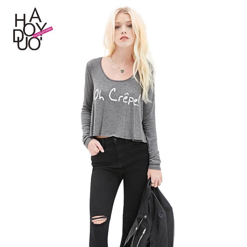 Mariage - Oversized Vogue Printed Alphabet Fall Casual 9/10 Sleeves T-shirt - Bonny YZOZO Boutique Store
