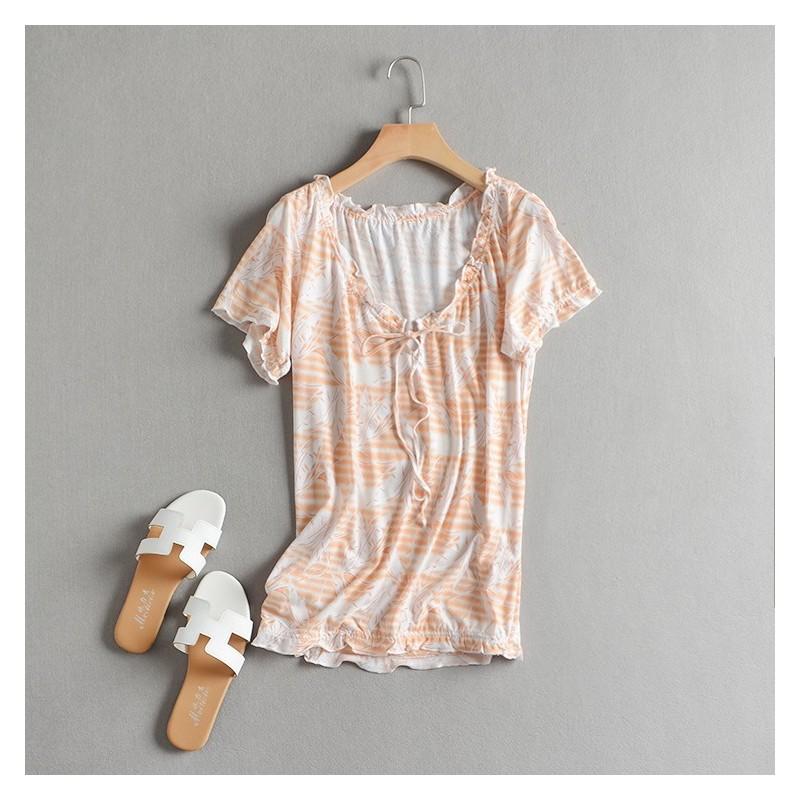زفاف - Must-have Oversized Sweet Printed Short Sleeves Summer T-shirt Top - Discount Fashion in beenono