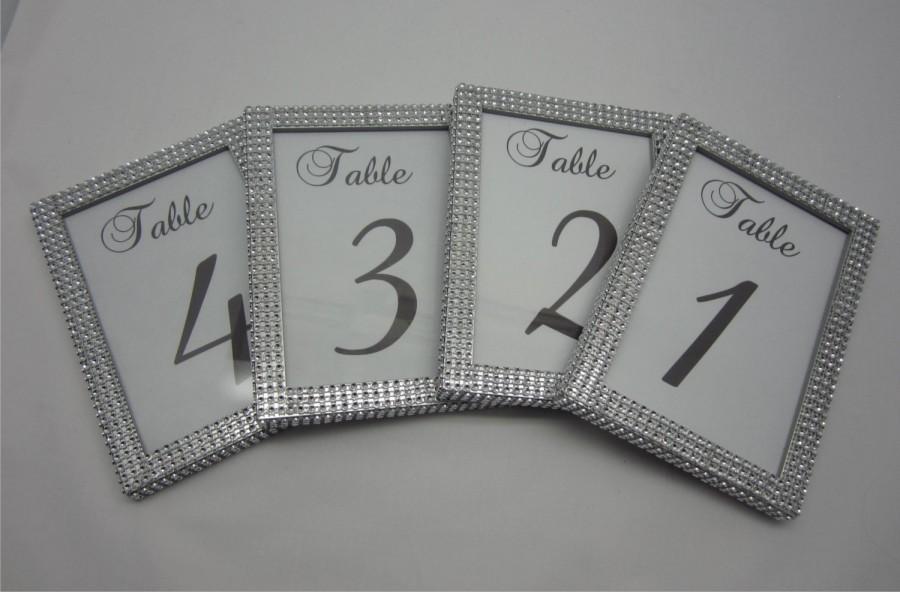 زفاف - ADD ON 5 x 7 Frames in Silver Rhinestone ONLY- Wedding or Special Event. Table #'s not included