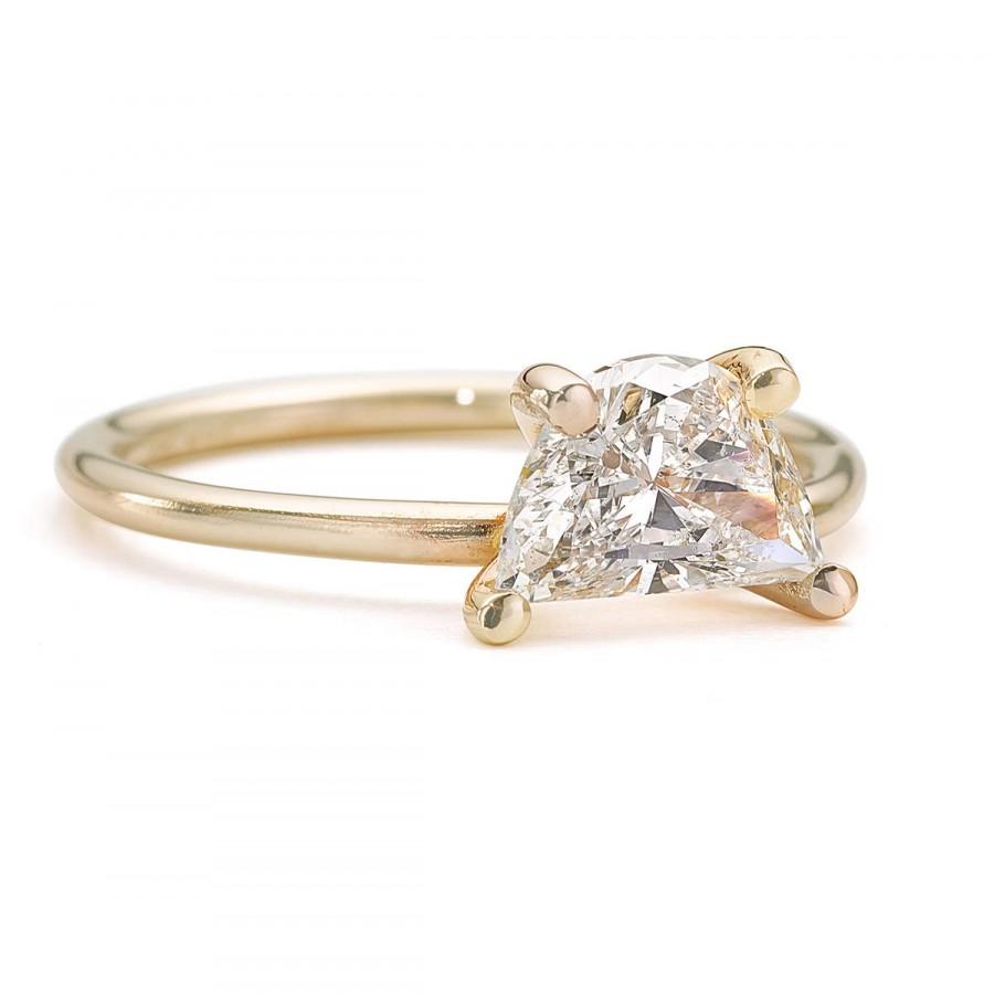 Mariage - One Carat Half Moon Diamond Ring, 1 Carat Engagement Ring, Prongs Diamond Ring, Bohemian Diamond Ring, Half Moon Ring, Thin Engagement Ring