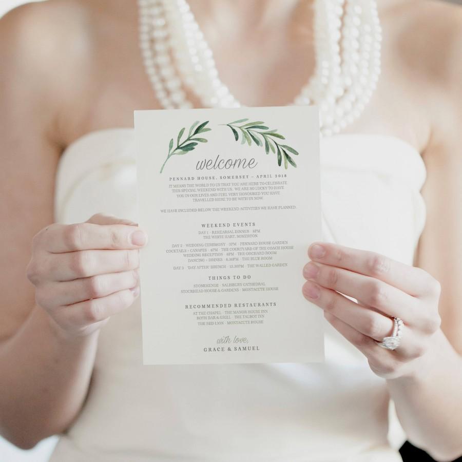 زفاف - Wedding Itinerary Template, Printable Itinerary, Wedding Itinerary Card, Wedding Welcome Bag, Wedding Timeline Printable - KPC02_105