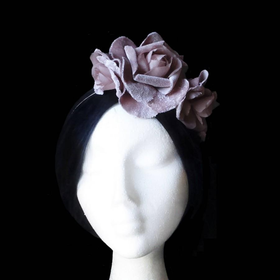 زفاف - Pink bridal flower crown. Wedding flower headpiece. Velvet flower headpiece. Pink flower headband. Bridesmaid crown. Cocktail headpiece. - $40.00 EUR