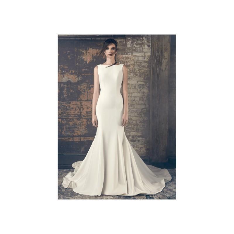 Свадьба - Sareh Nouri Fall/Winter 2018 Elsa Crepe Mermaid Chapel Train Sleeveless Ivory Simple Bateau Wedding Dress - Customize Your Prom Dress