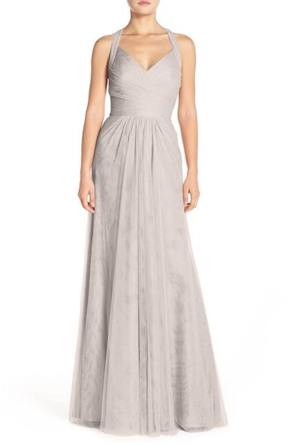 Mariage - MONIQUE LHUILLIER BRIDESMAIDS Sleeveless V-Neck Tulle Gown