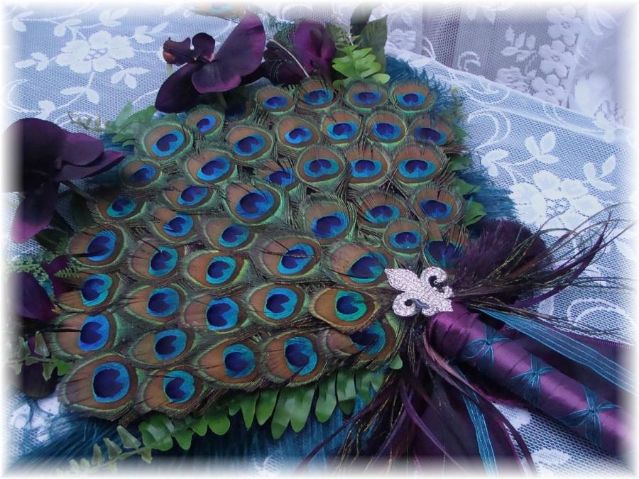 زفاف - Exquisite Crystal Peacock Fan Bouquet in your choice of sizes