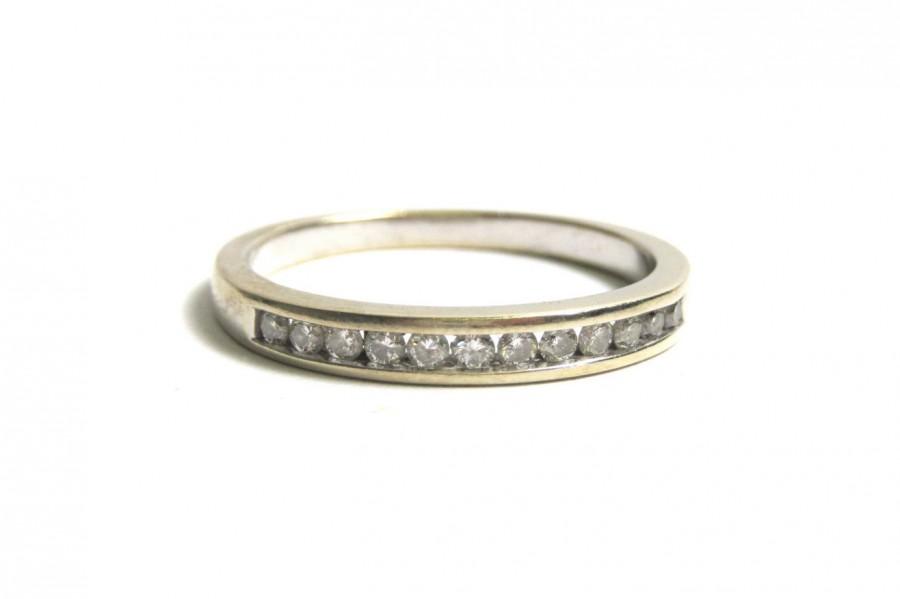 زفاف - Vintage 14k White Gold Diamond Band - Size 7 - Channel Setting - Promise Ring - Engagement - Wedding band # 1811