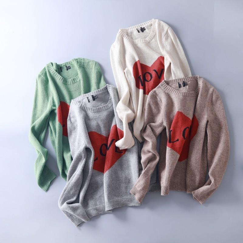 زفاف - Must-have Vogue Sweet Printed Heart-shape Knitted Sweater Sweater - Discount Fashion in beenono
