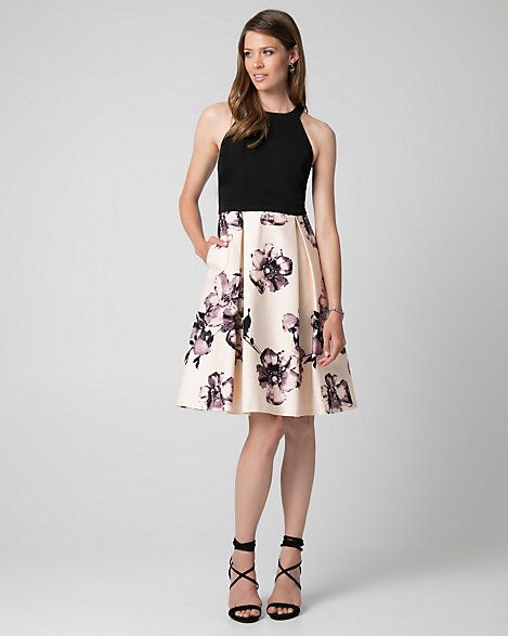 زفاف - Floral Print Cotton Sateen Halter Dress