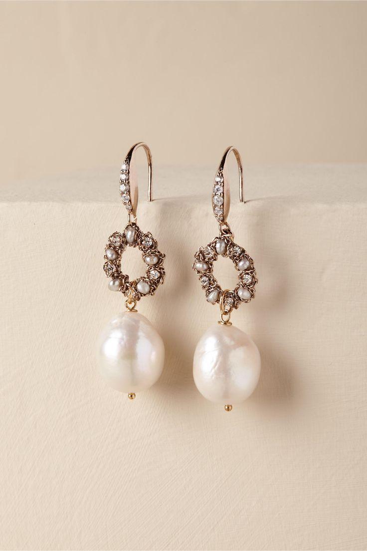 Hochzeit - BHLDN's Theia Jewelry Sadie Drop Earrings In Gold