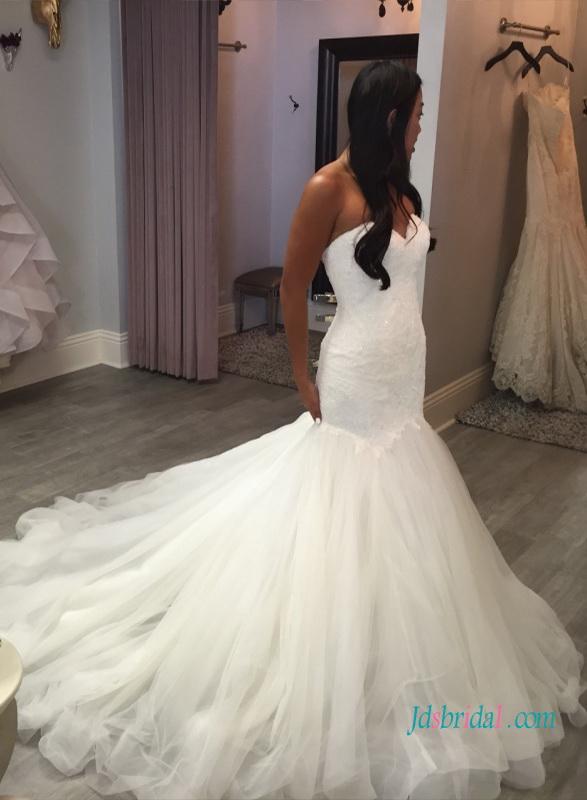 زفاف - H1011 Fairy sweetheart mermaid tulle wedding dress
