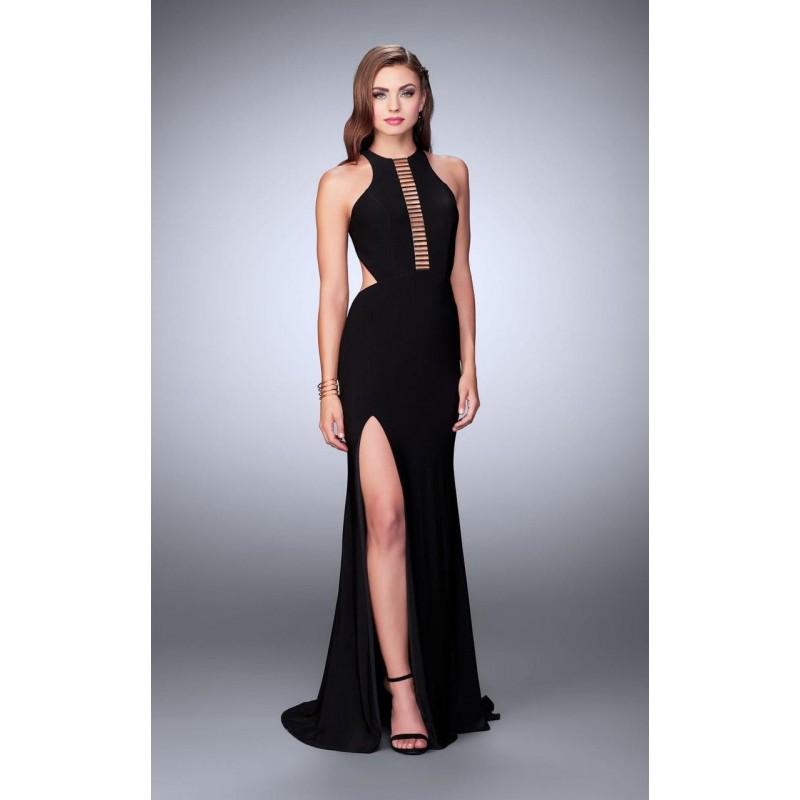 Hochzeit - La Femme - Elegant Halter Beaded Cutout Long Evening Gown 23791 - Designer Party Dress & Formal Gown