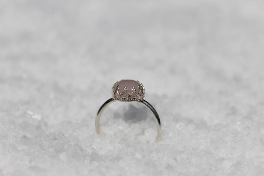 زفاف - rose quartz ring, pink promise ring for her, dainty pink ring for her, clear dainty stone ring, tiny crystal ring women, purity ring gift