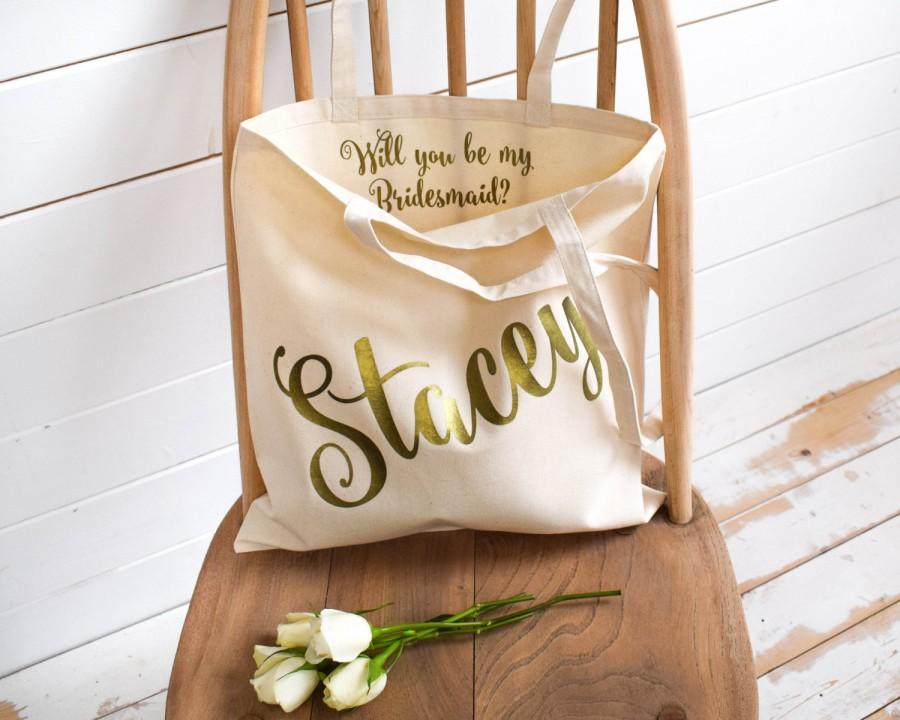 Hochzeit - Will you be my Bridesmaid? Wedding Gift - Personalised Tote Bag - Maid of Honour Gift - Personalized Wedding Tote Bag - Pop the Question