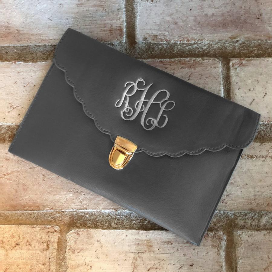 Mariage - CHARCOAL CLUTCH BAG - Leather Purse - Wedding Clutch - Evening Bag - Clutch Purse - Envelope Bag - Monogrammed Clutch - Bridesmaid Gift