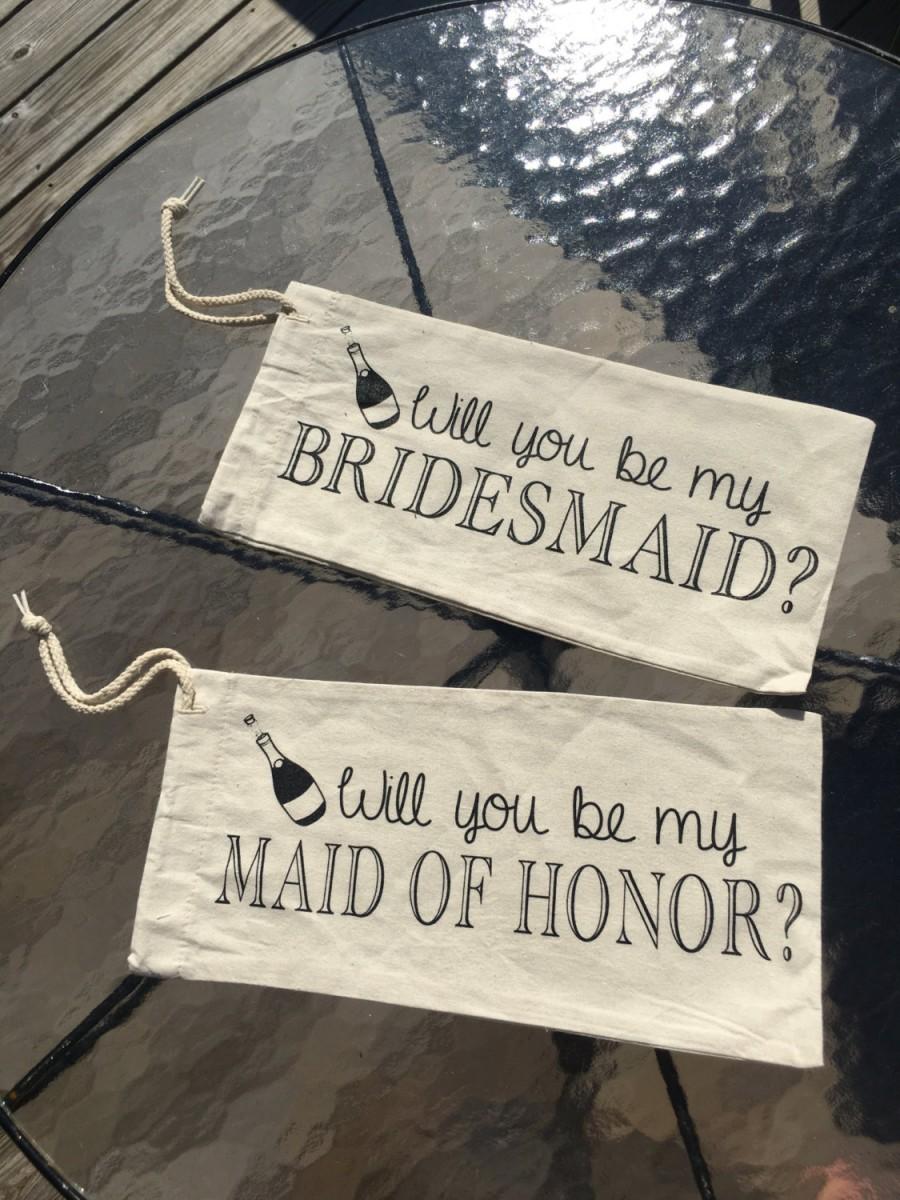 زفاف - Will you be my Bridesmaid, Maid of Honor Wine Sleeve Wine Bag