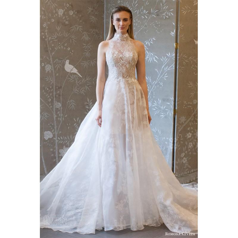 Свадьба - Romona Keveza rk8407 Spring/Summer 2018 Cathedral Train Elegant Illusion Lace Spring Sleeveless Bridal Dress - Charming Wedding Party Dresses